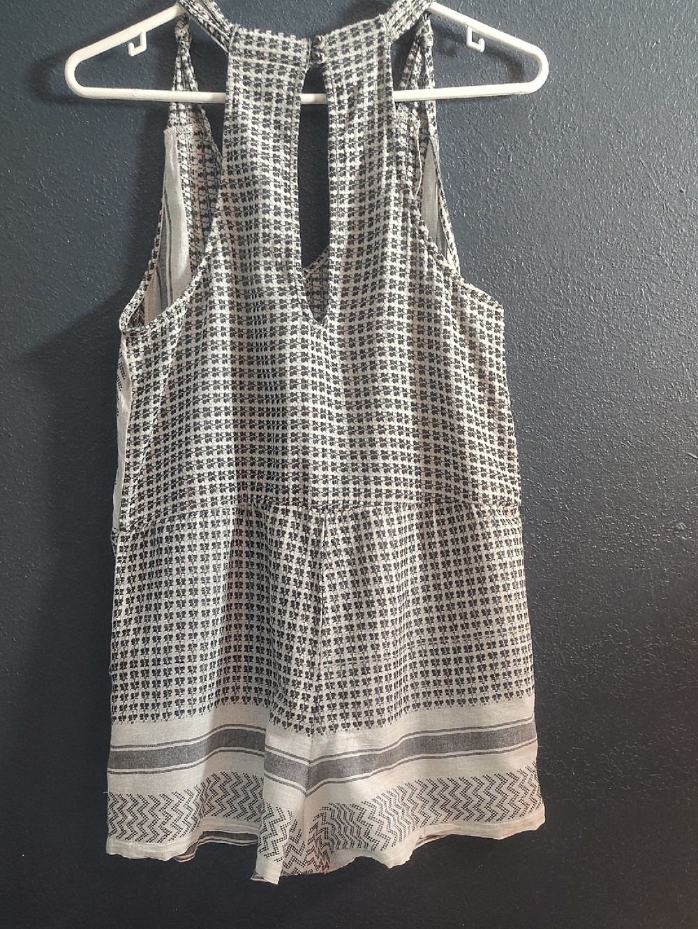 Angie  Cotton Black and White Keffiyeh Patterned Halter Romper Playsuit - Picture 6 of 6